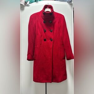 Red Double-Breasted Women's Coat